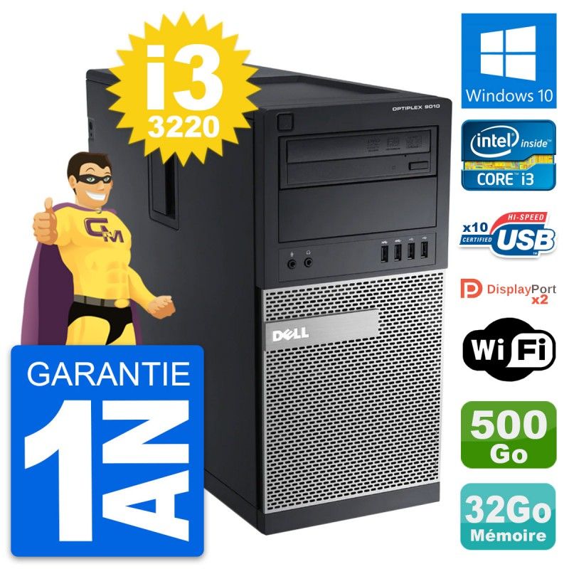 Dell OptiPlex 9010 Desktop PC - Intel i3-3220, 32GB RAM, 500GB HDD, Windows 10, WiFi