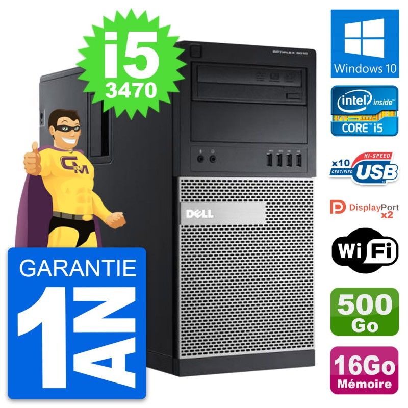Dell OptiPlex 9010 Desktop PC - Intel i5-3470, 16GB RAM, 500GB HDD, Windows 10, WiFi