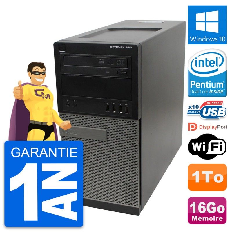 Dell OptiPlex 990 Desktop PC - Intel G630, 16GB RAM, 1TB HDD, Windows 10, WiFi