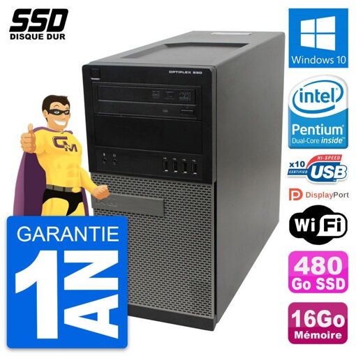Dell OptiPlex 990 Desktop PC - Intel Pentium G630, 16GB RAM, 480GB SSD, Windows 10, WiFi