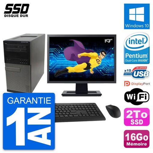Computadora de escritorio Dell OptiPlex 990 - Pantalla de 19", Procesador Intel G630, 16 GB de RAM, 2 TB SSD, Windows 10, WiFi