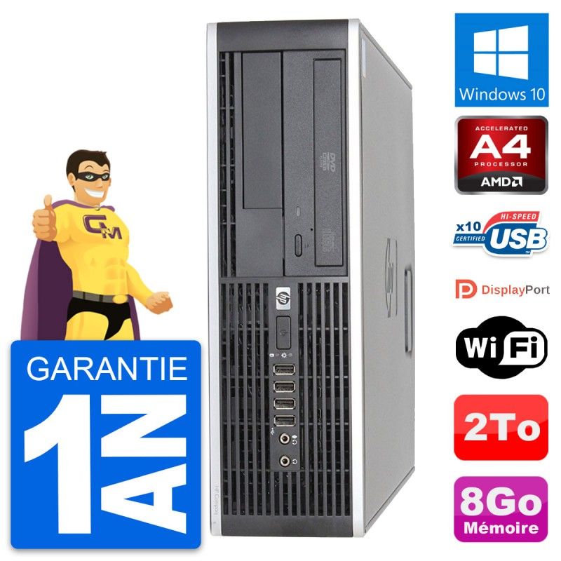 HP 6305 Pro SFF Desktop - AMD A4-5300B, 8GB RAM, 2TB HDD, Windows 10, WiFi