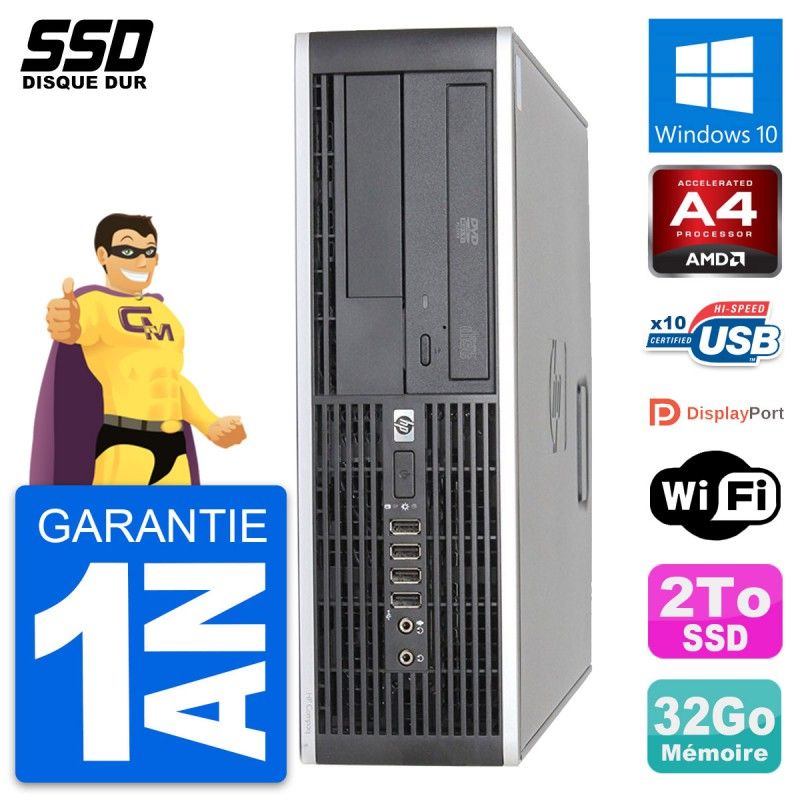 HP 6305 Pro SFF Desktop PC - AMD A4-5300B, 32GB RAM, 2TB SSD, Windows 10, WiFi