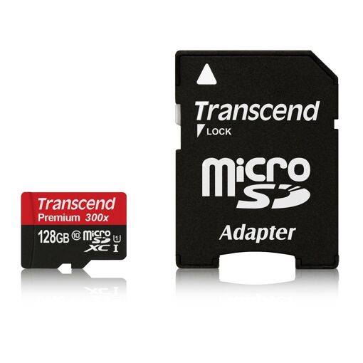 Transcend Premium MicroSDXC Card - 128GB, UHS Class 1/Class 10, 300x