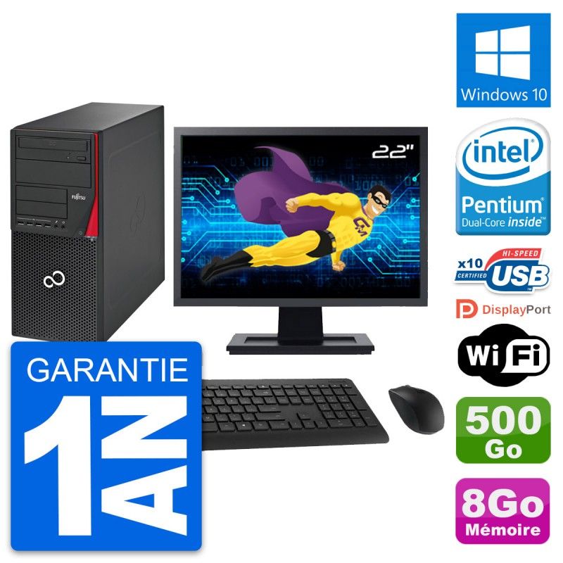 Fujitsu P720 22-inch All-in-One PC - Intel Pentium G3220, 8GB RAM, 500GB HDD, Windows 10