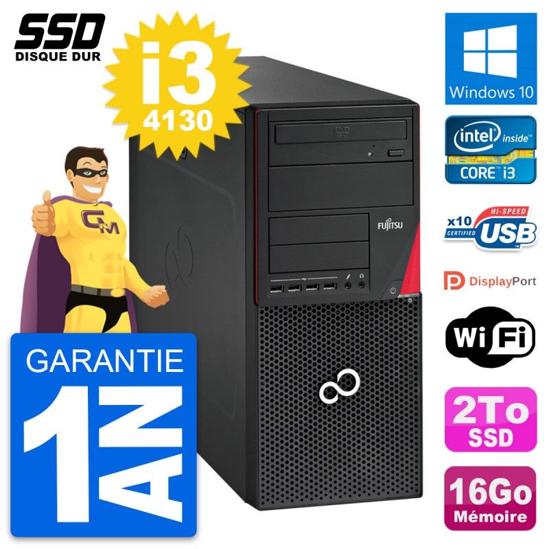 Fujitsu Esprimo P720 Desktop PC - Intel Core i3-4130, 16GB RAM, 2TB SSD, Windows 10, WiFi
