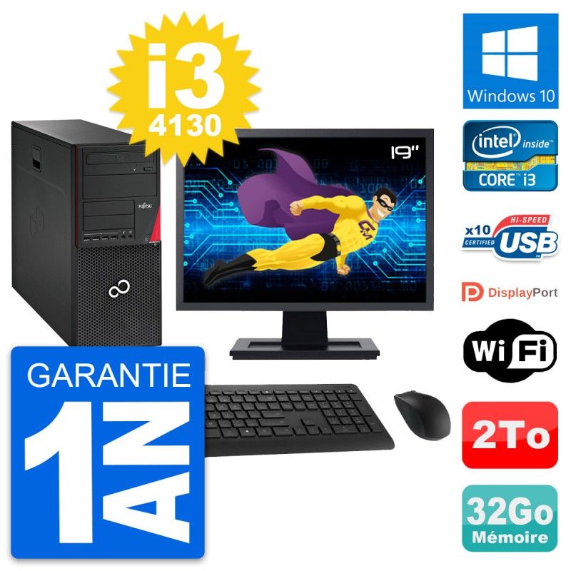 Fujitsu P720 19-Inch PC Tower - Intel i3-4130, 32GB RAM, 2TB HDD, Windows 10, WiFi