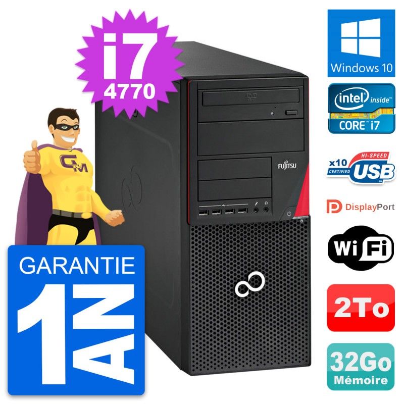 Fujitsu Esprimo P720 Desktop PC - Intel i7-4770, 32GB RAM, 2TB HDD, Windows 10, WiFi