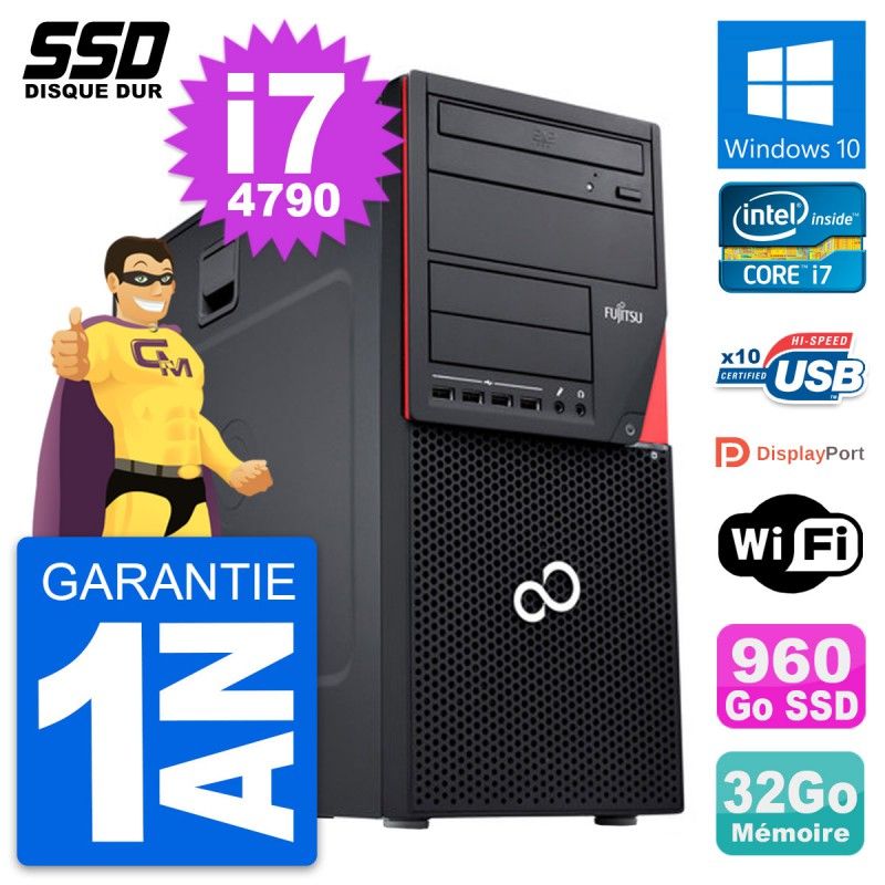 Fujitsu Esprimo P720 Intel i7-4790 32GB RAM 960GB SSD Windows 10 WiFi Desktop PC