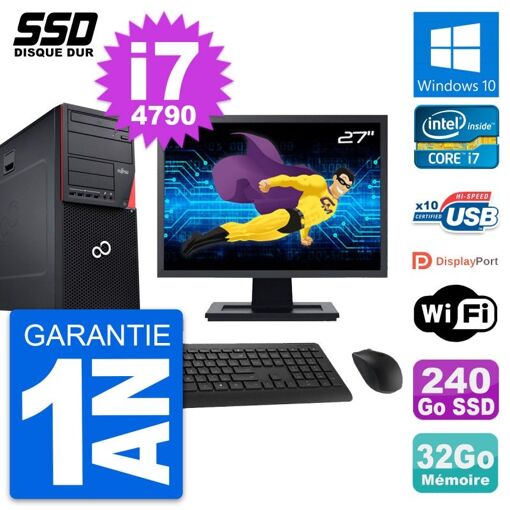 Torre Fujitsu P720 de 27 pulgadas - Procesador Intel i7-4790, 32GB de RAM, 240GB SSD, Windows 10
