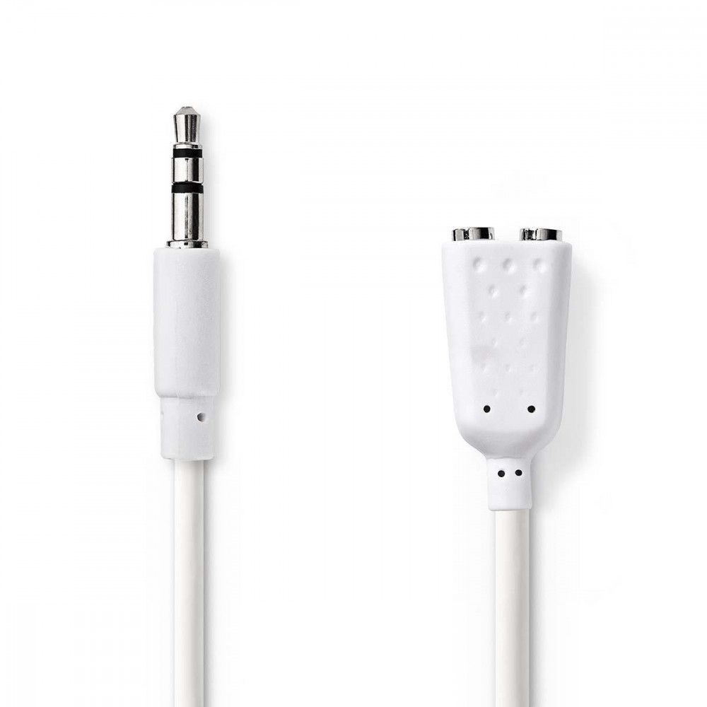 Nedis Audio Splitter - 3.5mm Stereo Male to Female - 20cm - White - Round