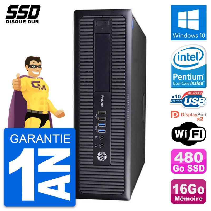 HP ProDesk 600 G1 SFF PC - Intel Pentium G3220, 16GB RAM, 480GB SSD, Windows 10, WiFi
