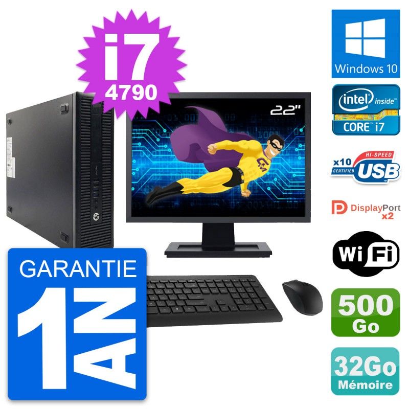HP ProDesk 600 G1 SFF Desktop PC - 22" Screen, Intel i7-4790, 32GB RAM, 500GB Storage
