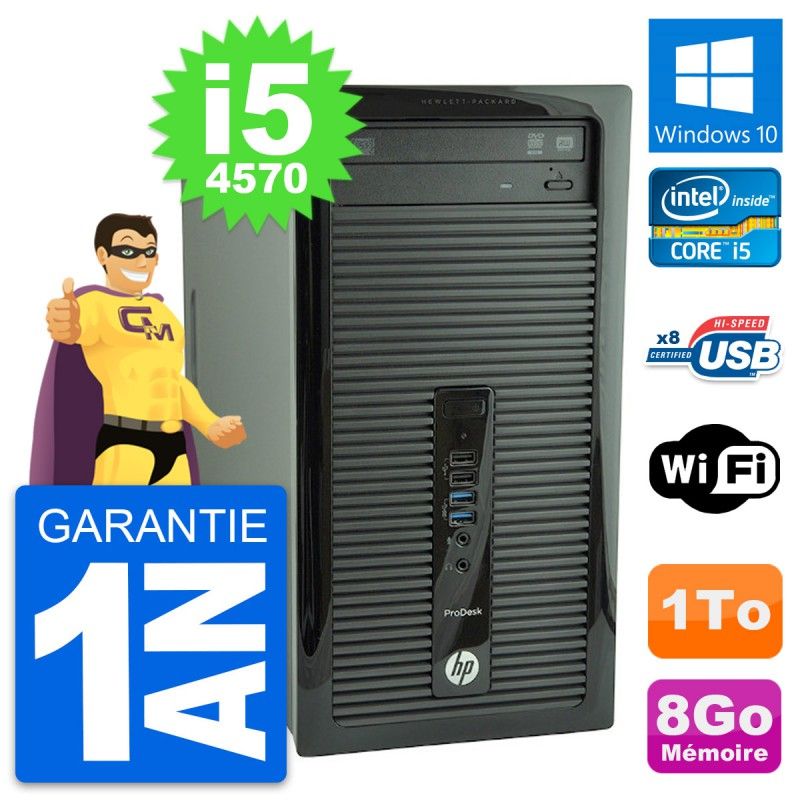 HP ProDesk 400 G1 Desktop PC - Intel Core i5, 8GB RAM, 1TB HDD, Windows 10, WiFi
