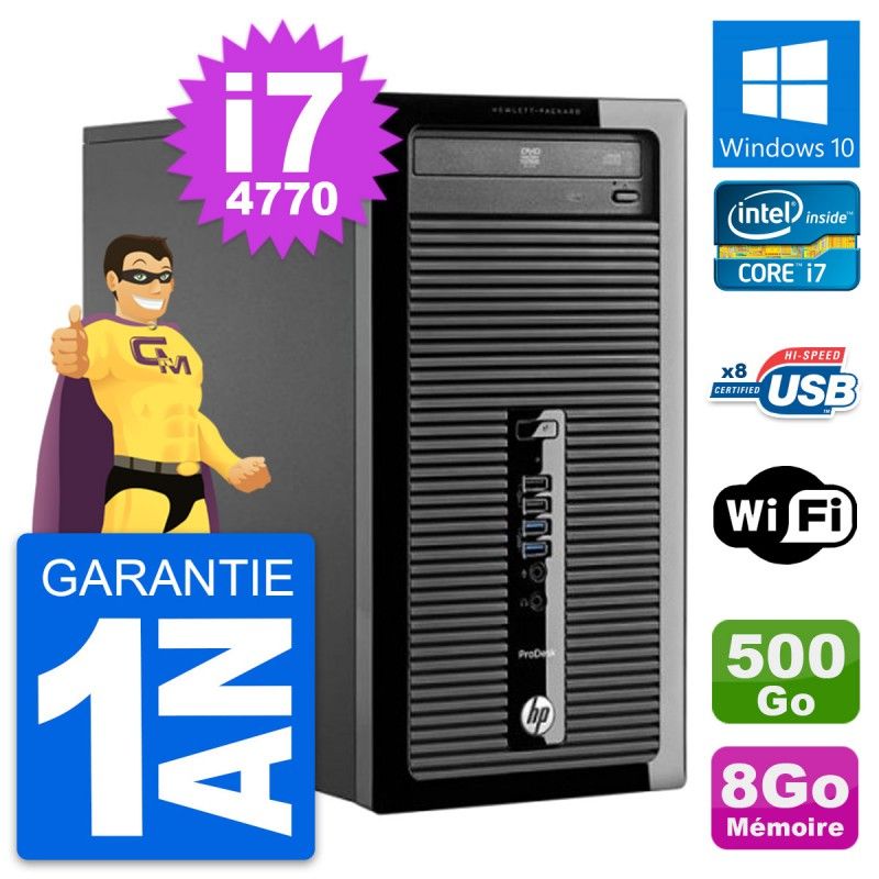HP ProDesk 400 G1 Desktop PC - Intel i7-4770, 8GB RAM, 500GB HDD, Windows 10, WiFi
