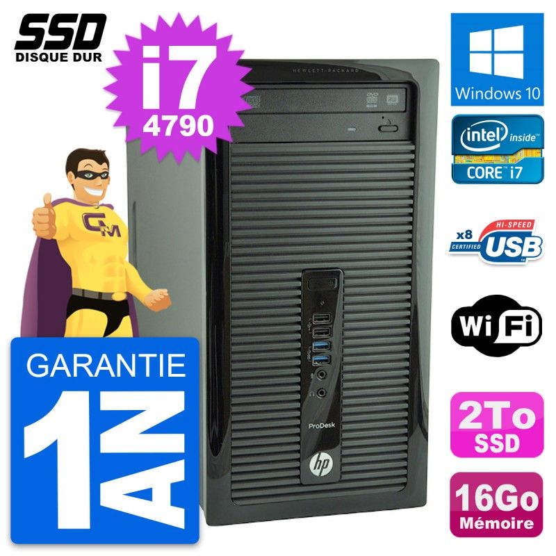 HP ProDesk 400 G1 Desktop PC - Intel Core i7-4790, 16GB RAM, 2TB SSD, Windows 10, WiFi