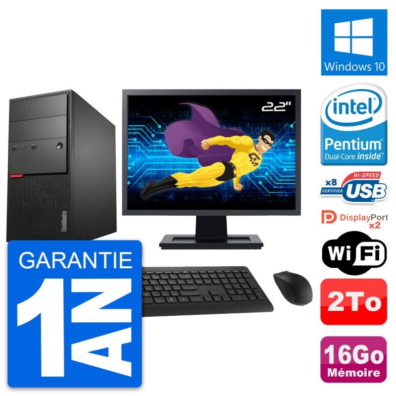 Lenovo M900 Tower PC - 22" Screen, Intel G4400, 16GB RAM, 2TB Hard Drive, Windows 10, WiFi