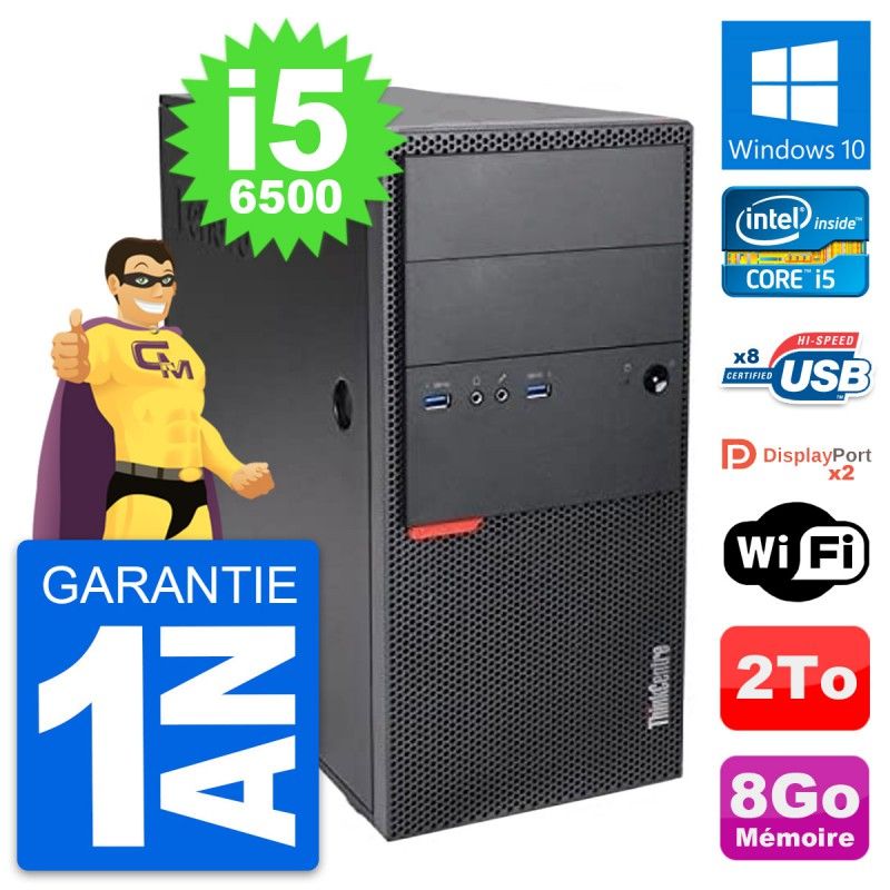Lenovo ThinkCentre M900 Desktop PC - Intel i5-6500, 8GB RAM, 2TB HDD, Windows 10, WiFi