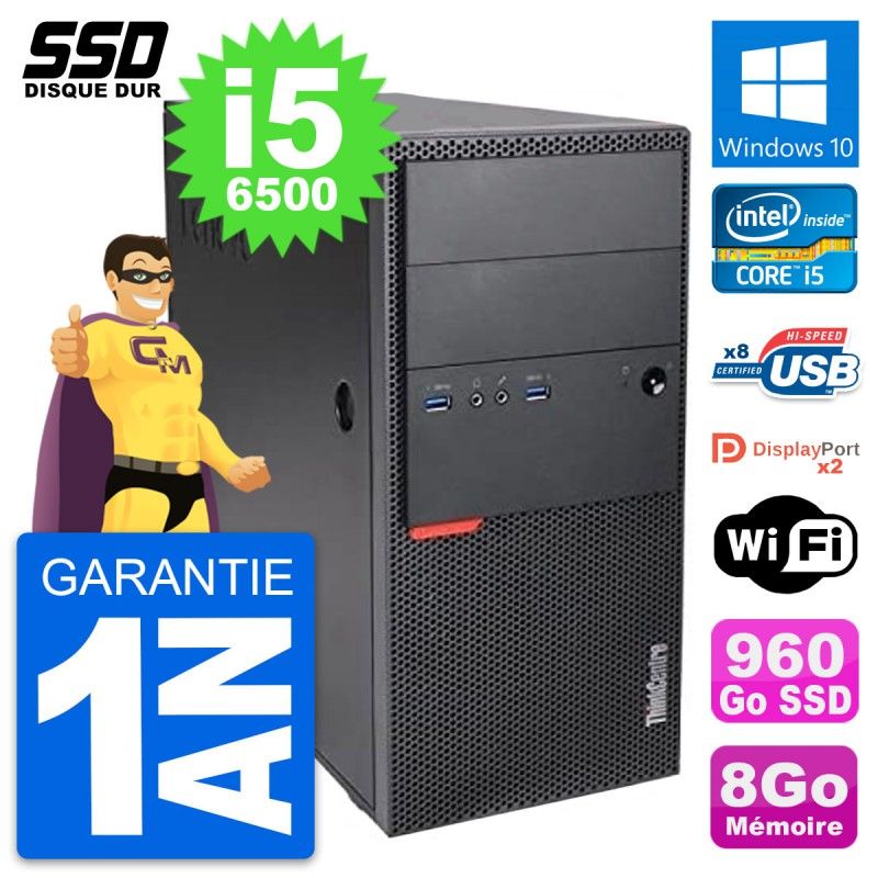 Lenovo ThinkCentre M900 Desktop PC - Intel i5-6500, 8GB RAM, 960GB SSD, Windows 10, WiFi