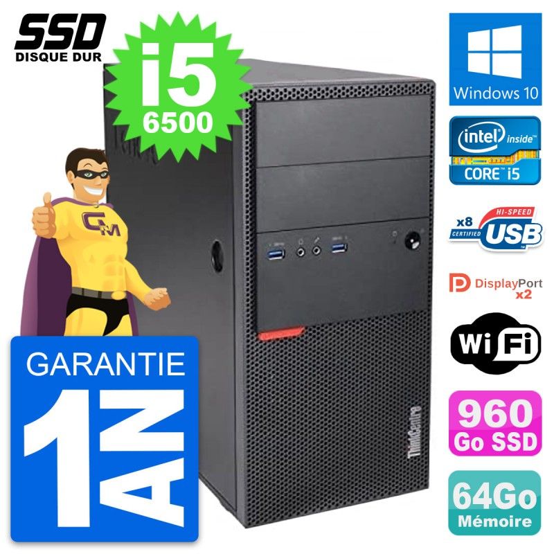 Lenovo ThinkCentre M900 Desktop PC - Intel i5-6500, 64GB RAM, 960GB SSD, Windows 10, Wifi