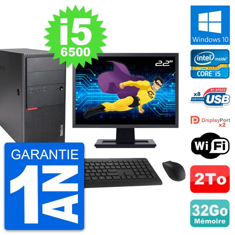 Lenovo M900 Desktop PC - 22" Screen, Intel i5-6500, 32GB RAM, 2TB Storage, Windows 10