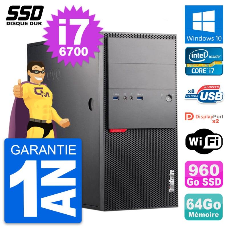 Lenovo ThinkCentre M900 Desktop PC - Intel i7-6700, 64GB RAM, 960GB SSD, Windows 10