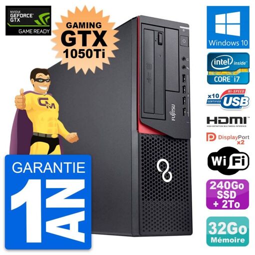 PC de escritorio Fujitsu E920 Gaming - Tarjeta gráfica Nvidia GeForce GTX 1050Ti, Intel Core i7-4790, 32GB de RAM, 240GB SSD + 2TB HDD
