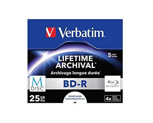 Verbatim 5x BD-R M-Disc - 25GB, 4x Speed, Inkjet Printable