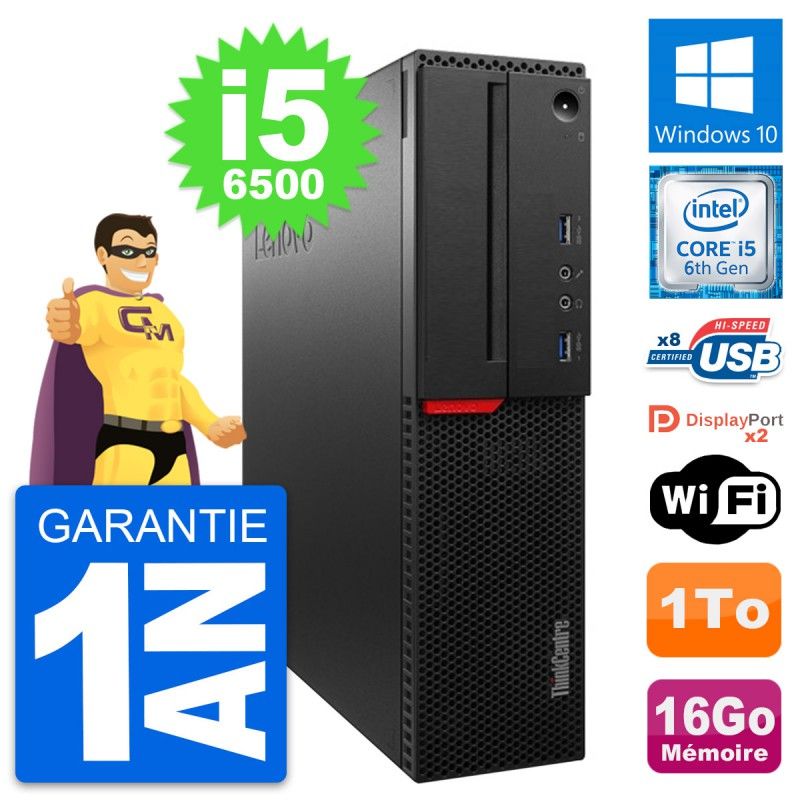 Lenovo ThinkCentre M800 SFF PC - Intel i5-6500, 16GB RAM, 1TB HDD, Windows 10, WiFi