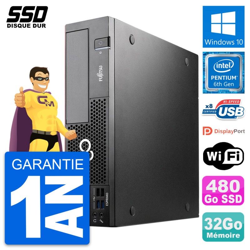 Fujitsu Esprimo D556 DT Desktop PC - Intel Core i3-8140, 32GB RAM, 480GB SSD, Windows 10, WiFi