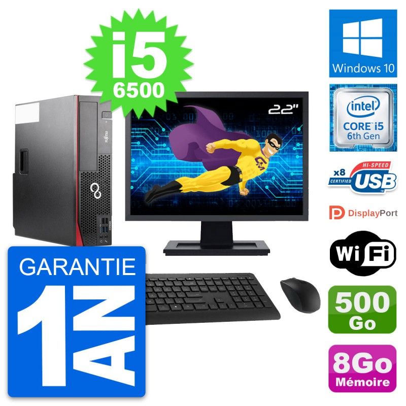 Fujitsu D556 DT 22-Inch Screen, Intel i5-6500, 8GB RAM, 500GB Disk, Windows 10, WiFi