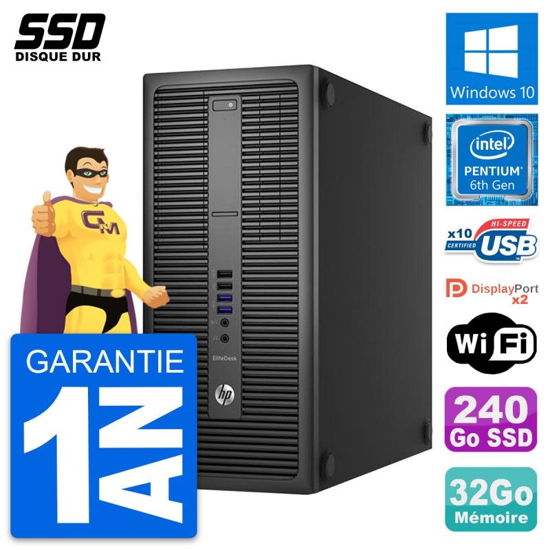 HP EliteDesk 800 G2 Desktop PC - Intel Core i5-4400, 32GB RAM, 240GB SSD, Windows 10, WiFi