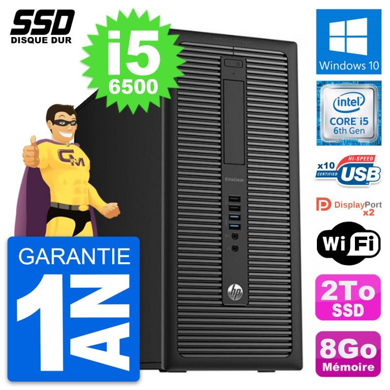 HP EliteDesk 800 G2 Desktop PC - Intel Core i5, 8GB RAM, 2TB SSD, Windows 10, WiFi