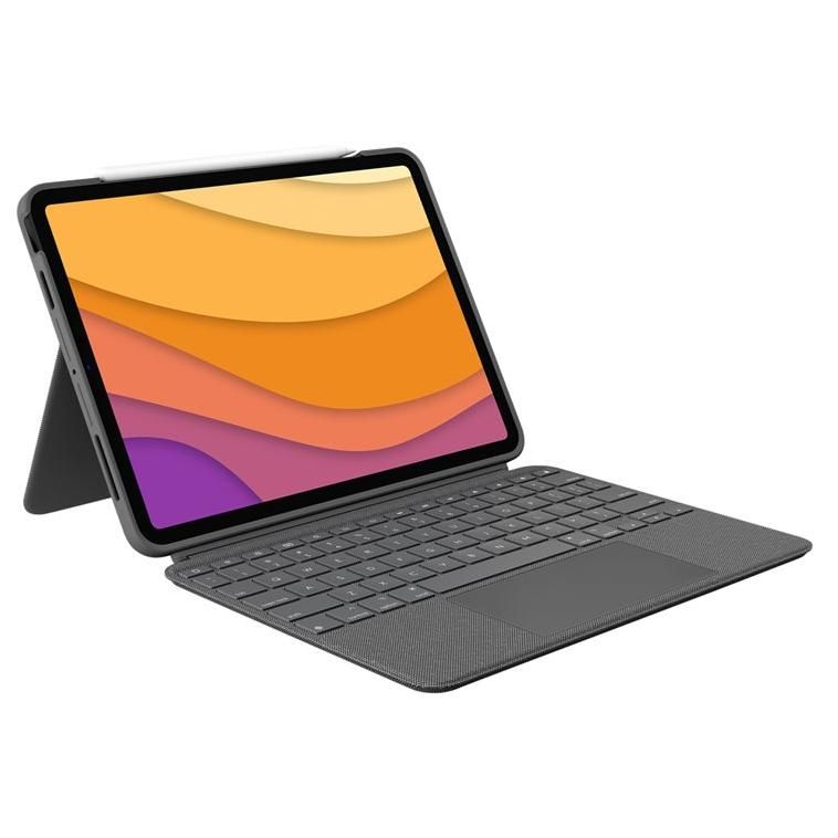 Teclado y funda Logitech Combo Touch - Retroiluminado - Conector inteligente de Apple - QWERTY - ES - Gris Oxford - para Apple iPad Air de 10,9 pulgadas (4ª y 5ª generación)