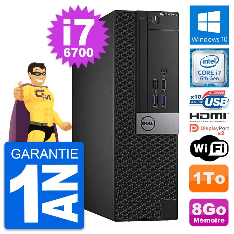Dell OptiPlex 5040 SFF Desktop PC - Intel i7-6700, 8GB RAM, 1TB HDD, HDMI, WiFi