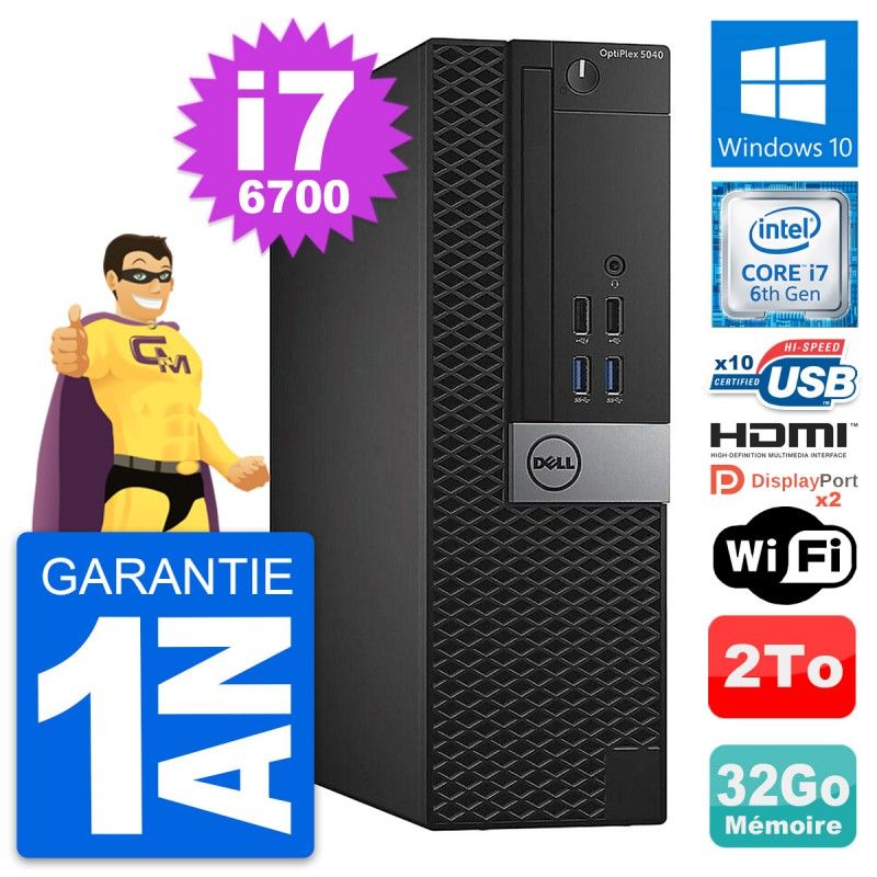 Dell OptiPlex 5040 SFF Desktop PC - Intel i7-6700, 32GB RAM, 2TB Storage, HDMI, WiFi