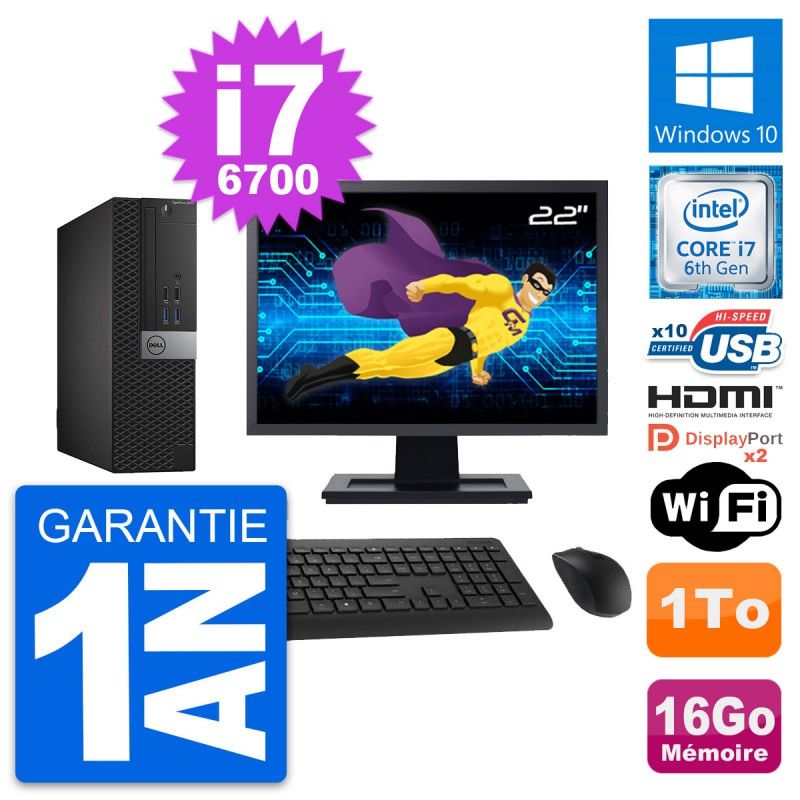 Dell OptiPlex 5040 SFF Computer - 22" Screen, Core i7-6700, 16GB RAM, 1TB HDD, HDMI