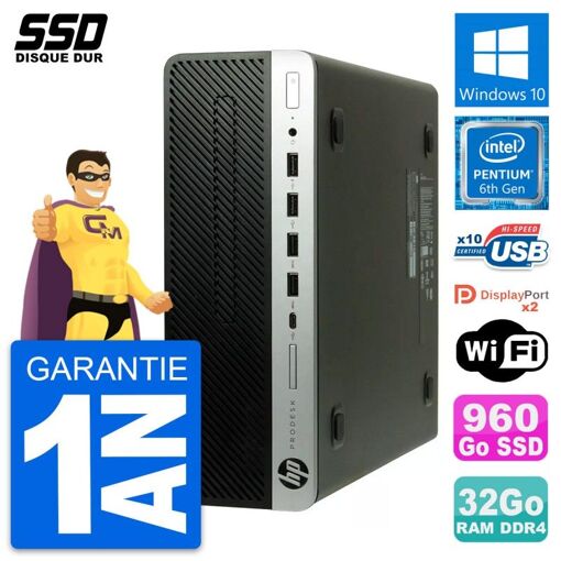 HP ProDesk 600 G3 SFF Computer - Intel Pentium G4400, 32GB RAM, 960GB SSD, Windows 10
