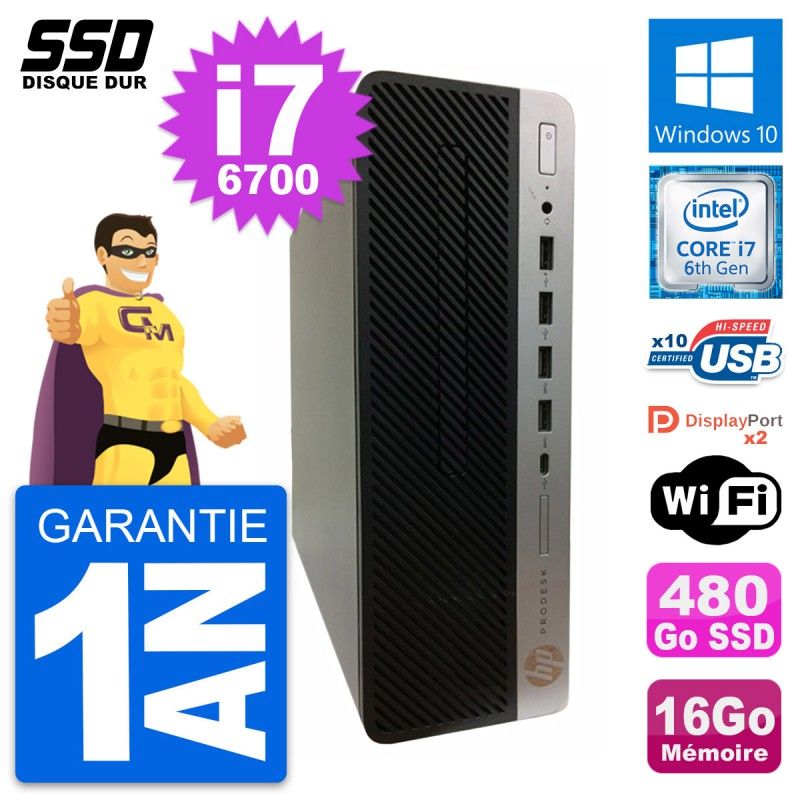 HP ProDesk 600 G3 SFF Computer - Intel Core i7, 16GB RAM, 480GB SSD, Windows 10, WiFi