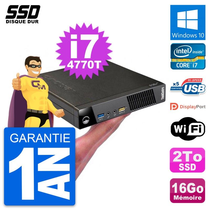 Lenovo M73 Tiny USFF Ultra Mini PC i7-4770T 16GB RAM 2TB SSD Windows 10 WiFi