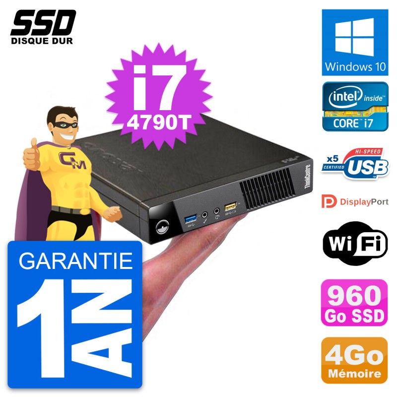 Lenovo M73 Tiny USFF Ultra Mini PC i7-4790T 4GB RAM 960GB SSD Windows 10 Wifi