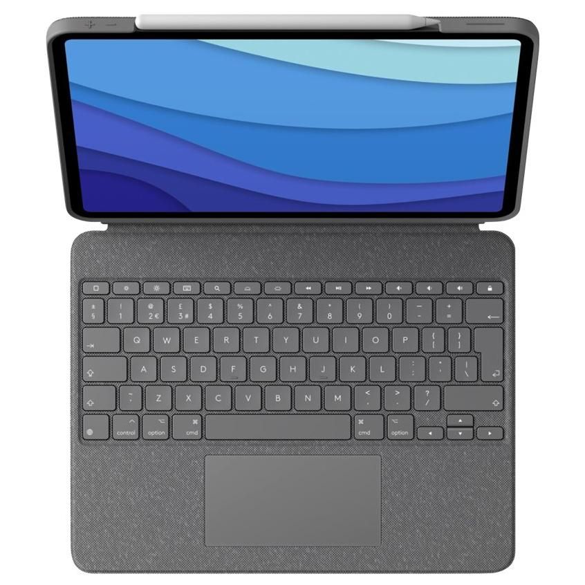 Logitech Combo Touch - Teclado y funda con trackpad - Retroiluminado - Conector inteligente de Apple - QWERTZ - Suiza - Gris Oxford - para Apple iPad Air de 10,9 pulgadas (4ª generación, 5ª generación)