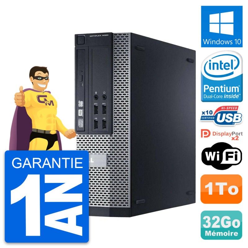 Dell Optiplex 9020 SFF Desktop PC - Intel Pentium G3220, 32GB RAM, 1TB HDD, Windows 10, WiFi