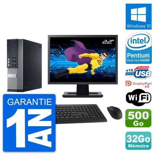 Dell Optiplex 9020 SFF Computer - 22" Screen, Pentium G3220, 32GB RAM, 500GB HDD, Windows 10, WiFi
