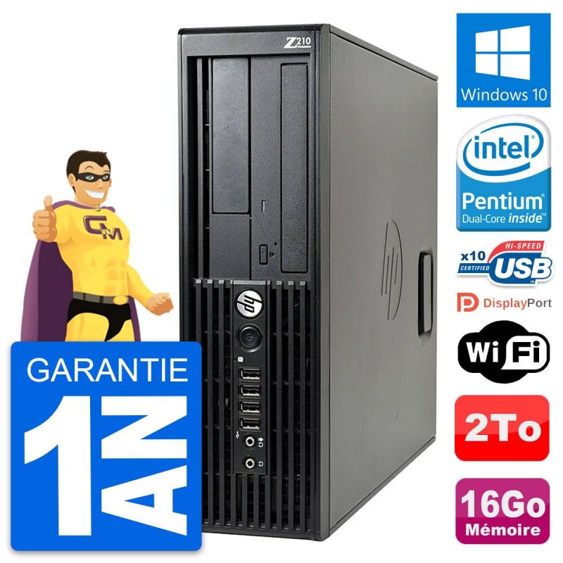 HP WorkStation Z210 SFF - Pentium G630 2.7GHz, 16GB RAM, 2TB HDD, Windows 10, WiFi