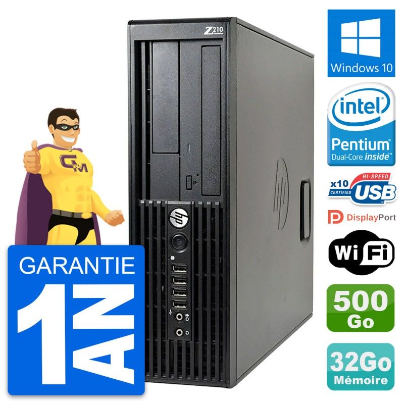 HP WorkStation Z210 SFF - Intel Pentium G630 2.7GHz, 32GB RAM, 500GB HDD, Windows 10, Wifi