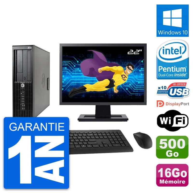 HP Z210 SFF Desktop Computer | 22" Screen | Intel G630 | 16GB RAM | 500GB HDD | Windows 10