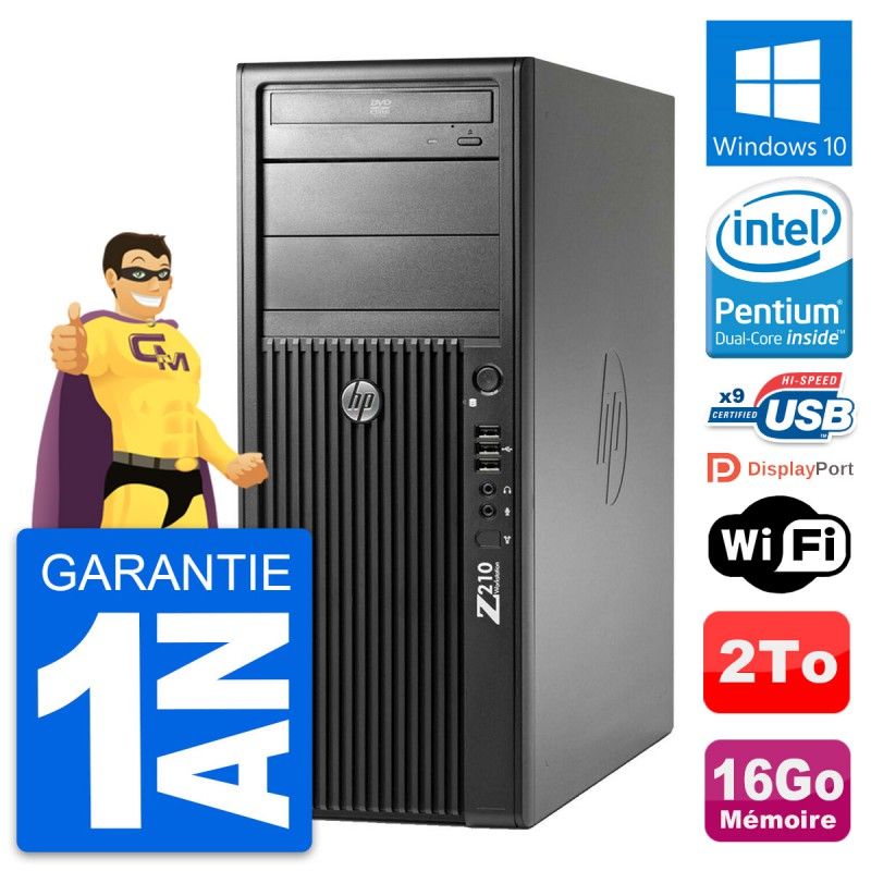 HP Z210 Workstation - Intel Pentium G630, 16GB RAM, 2TB HDD, Windows 10, WiFi