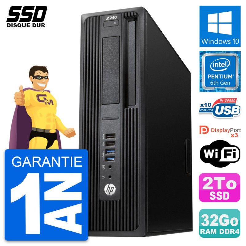 HP WorkStation Z240 SFF - Intel Pentium G4400, 32GB RAM, 2TB SSD, Windows 10, WiFi