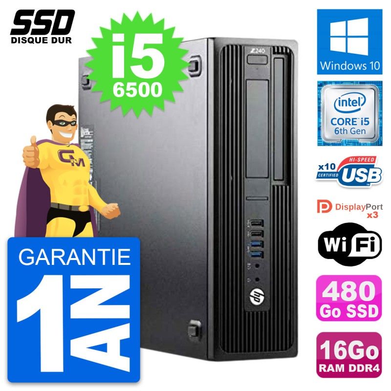 Estación de trabajo HP Z240 SFF - Intel Core i5-6500, 16 GB de RAM, 480 GB SSD, Windows 10, WiFi